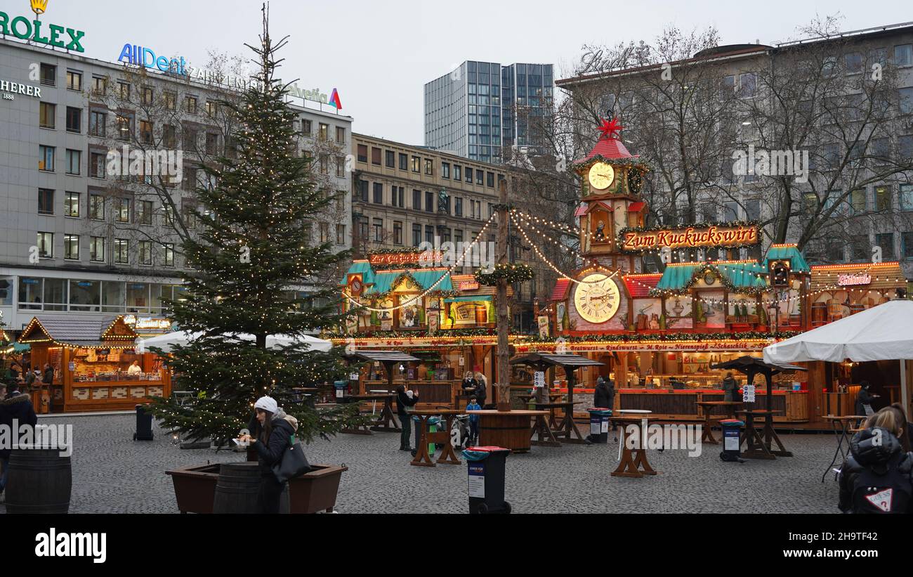 Christmas Market with Christmas Decoration in Frankfurt, Germany Stock Photo Alamy