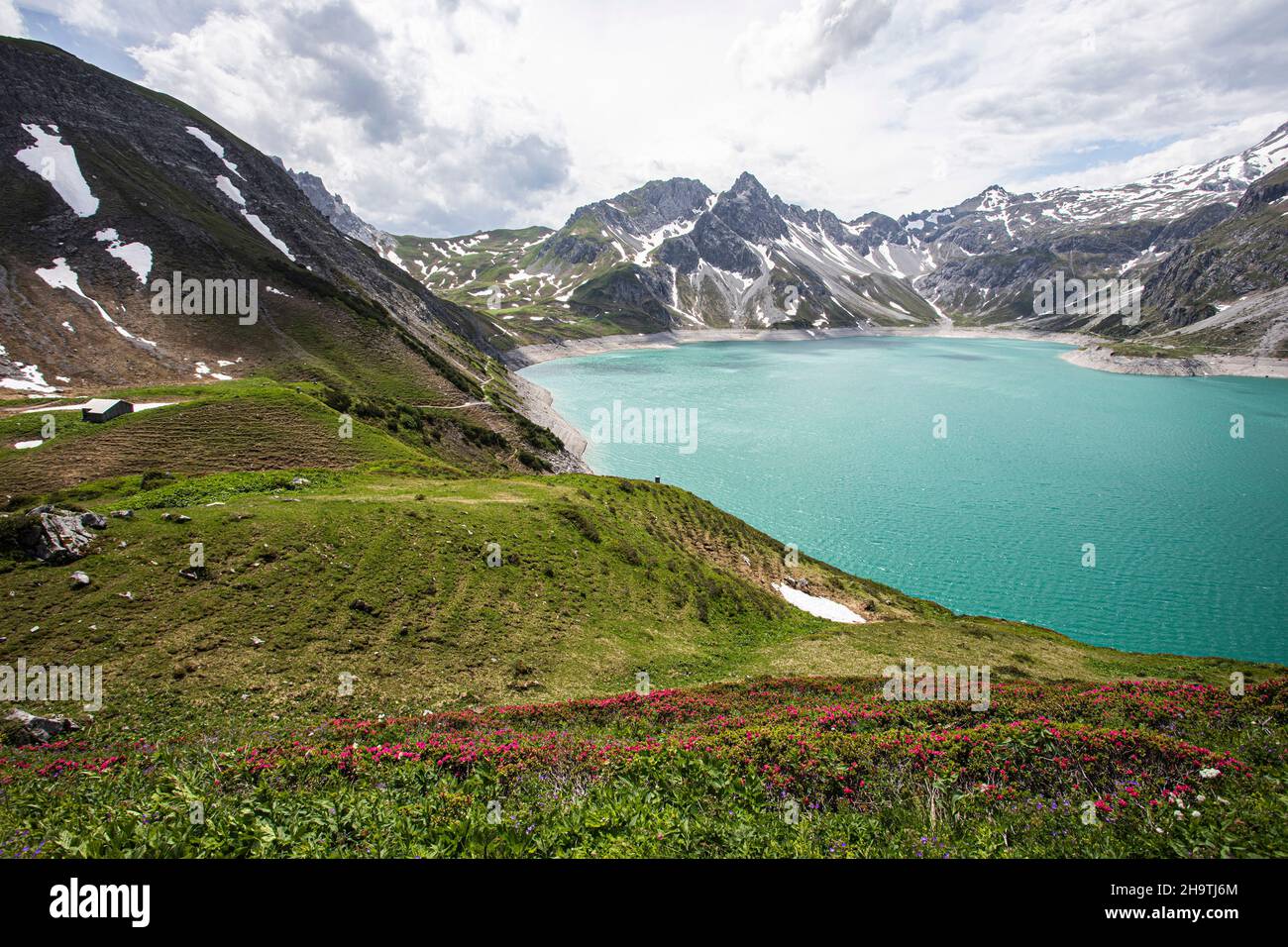 Lake Luener, mountain lake at the Eastern Alps, Brandnertal, Austria, Vorarlberg Stock Photo