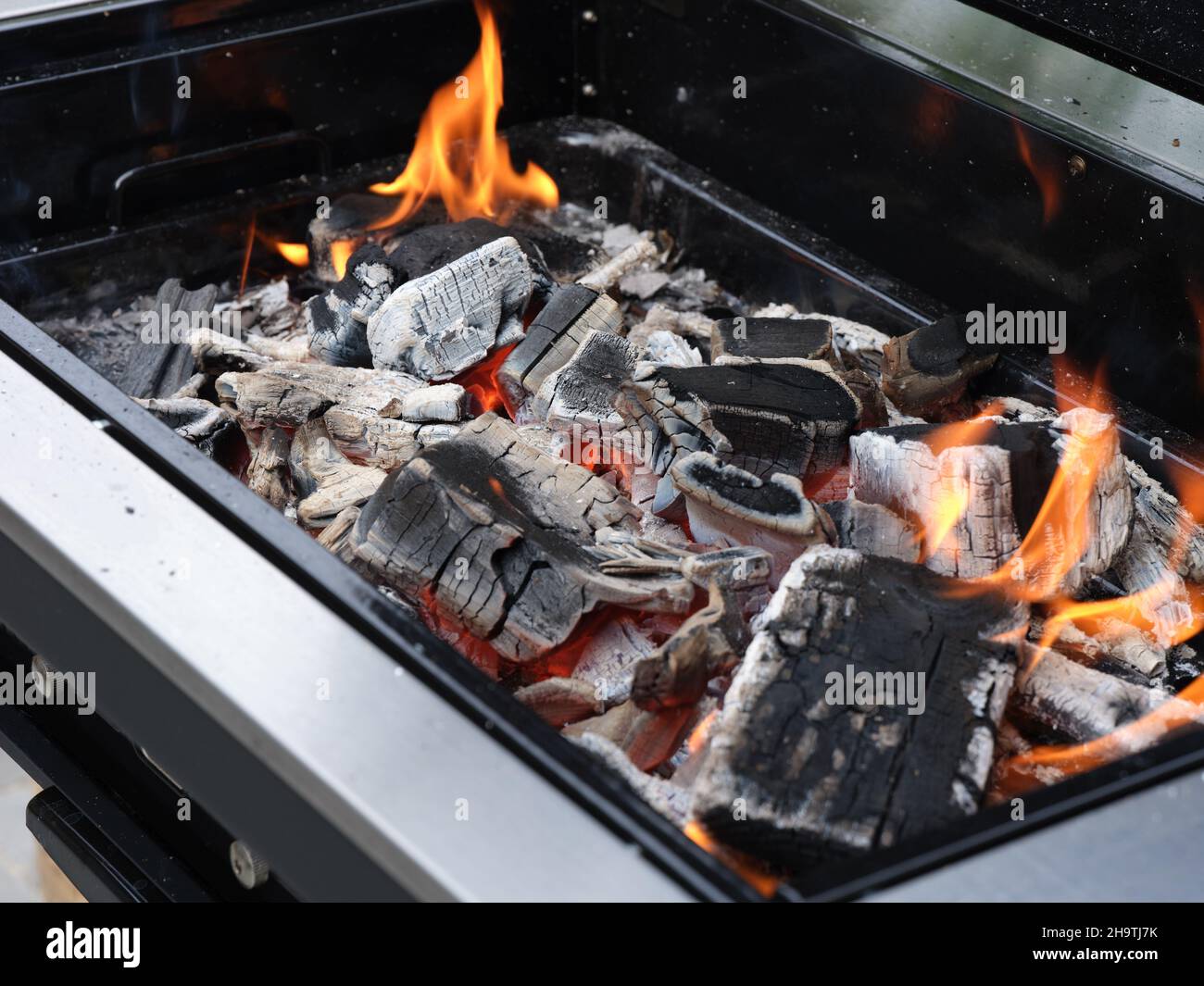 Burning charcoal in a grill. Close up Stock Photo Alamy
