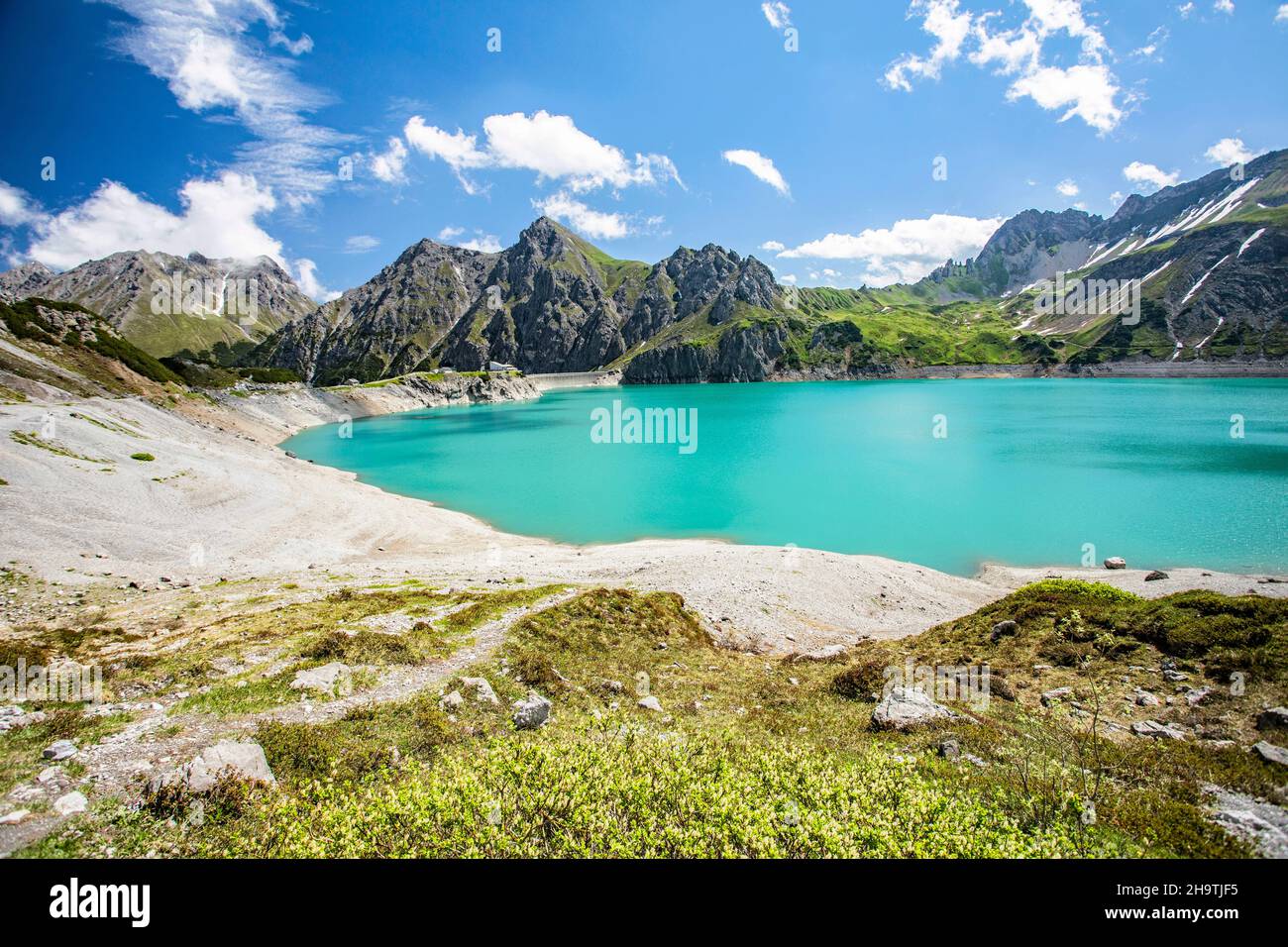 Lake Luener, mountain lake at the Eastern Alps, Brandnertal, Austria, Vorarlberg Stock Photo