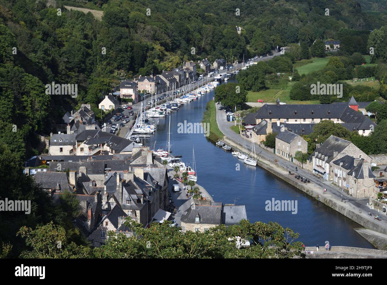 Rance river valley and Dinan harbour, France, Brittany, Departement Cotes-d’Armor, Dinan Stock Photo