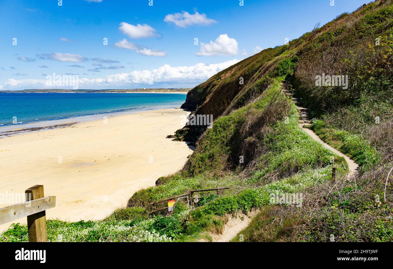 The southwest coastpath at carbis bay in cornwall england Stock Photo