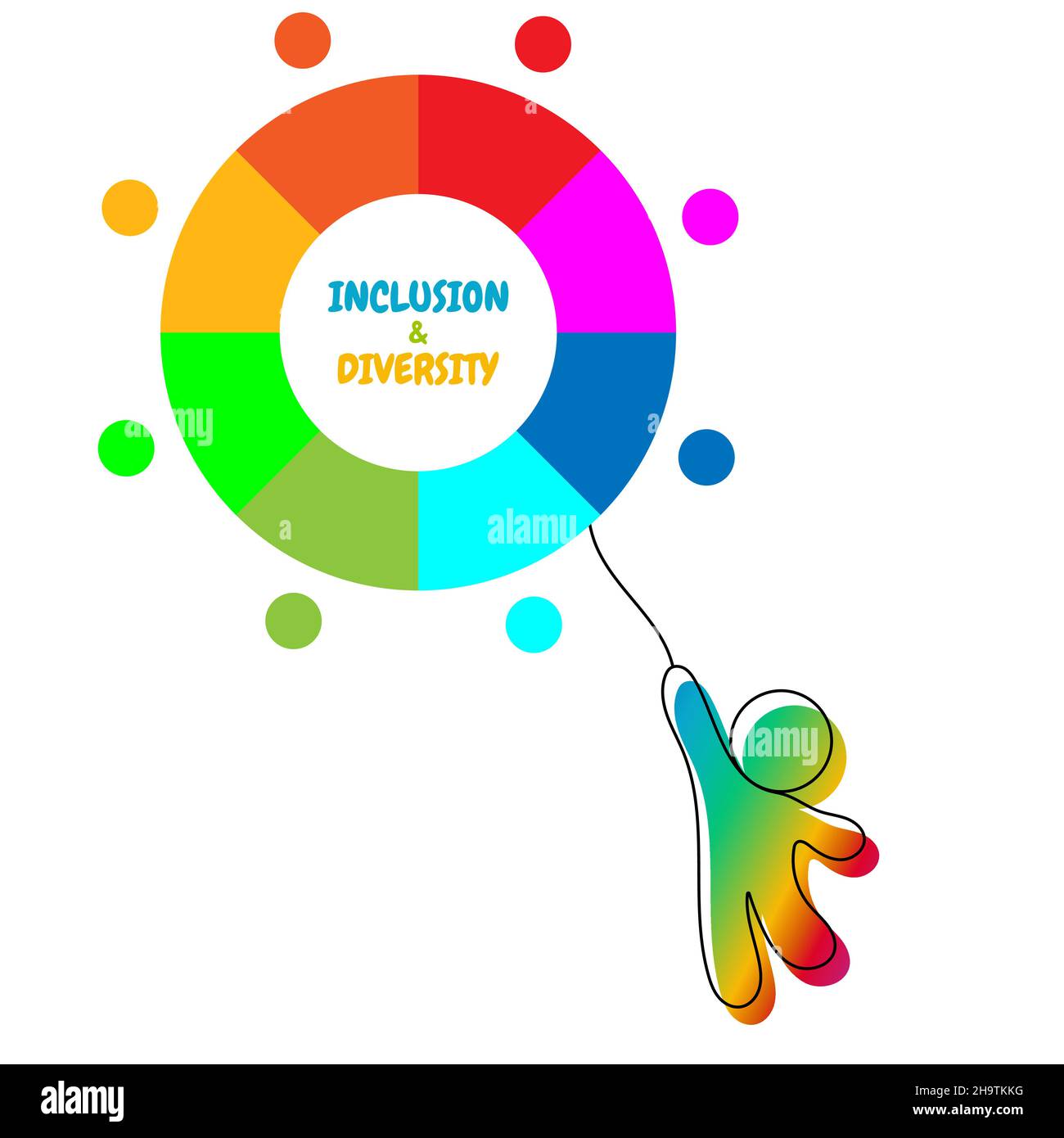 Hand draw man takes logo of inclusion and diversity concept. Vector illustration Stock Vector