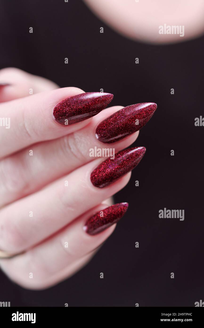 VAMPIRA: Long Glossy Red Stiletto Press On Nails | Lavaa Beauty