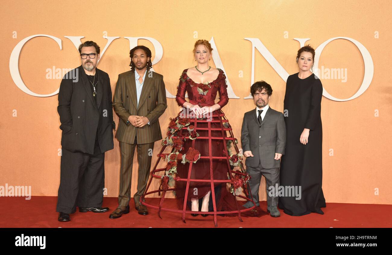 London, UK. 07th Dec, 2021. Joe Wright, Kelvin Harrison Jr., Haley Bennett, Peter Dinklage and Erica Schmidt attends 'Cyrano' UK Premiere, at the Odeon Luxe Leicester Square in London, England. Tuesday 7th December 2021. Credit: SOPA Images Limited/Alamy Live News Stock Photo