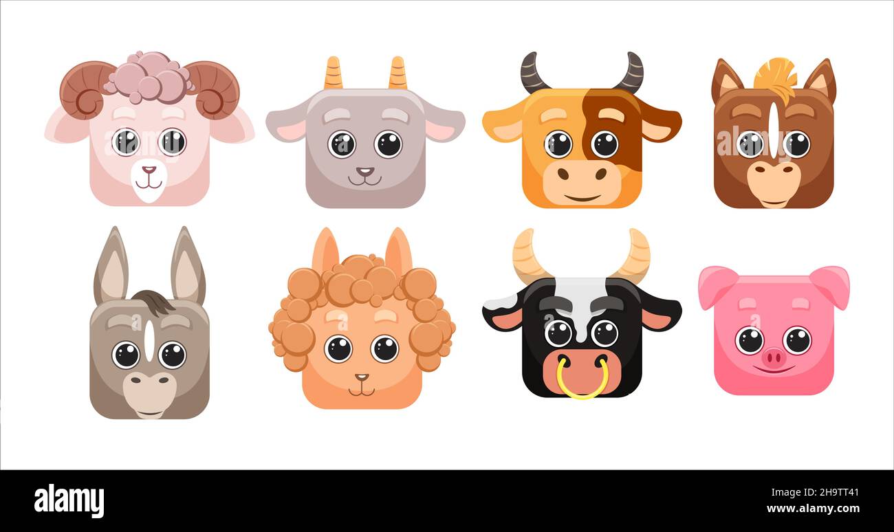 Animals Face Stickers Cute Animal Faces Kawaii Funny Emoji Sticker