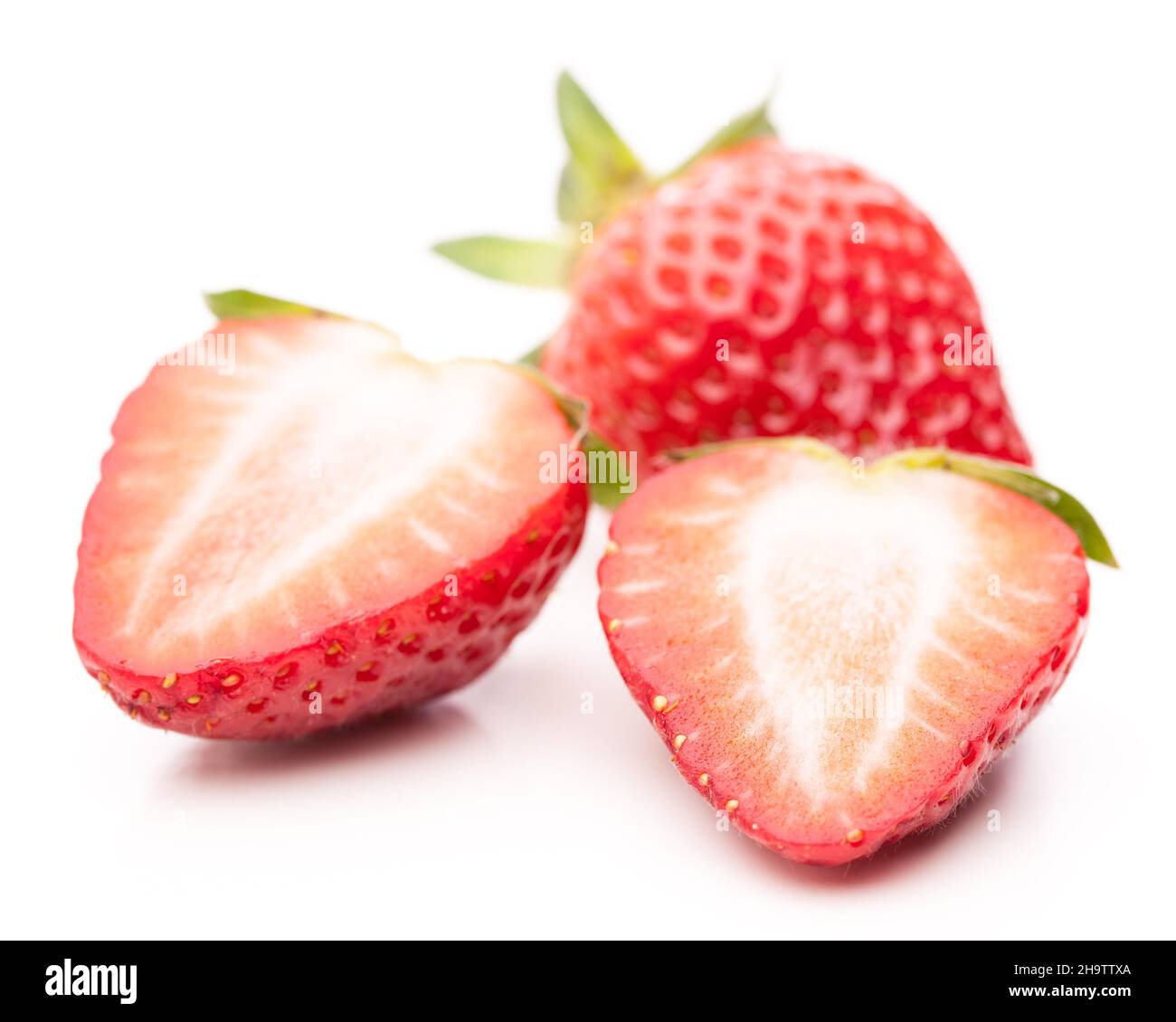 cut open, genuine, strawberry, strawberries, isolated, cutout, fresh
