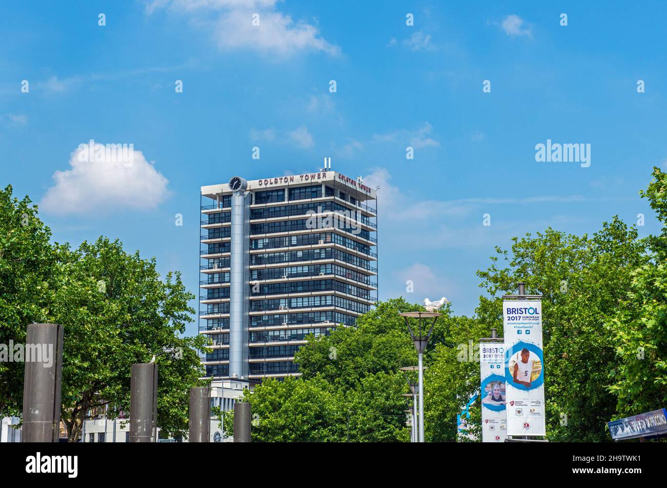 Beacon Tower, renamed, in the centre of the city of Bristol in the West of England Stock Photo