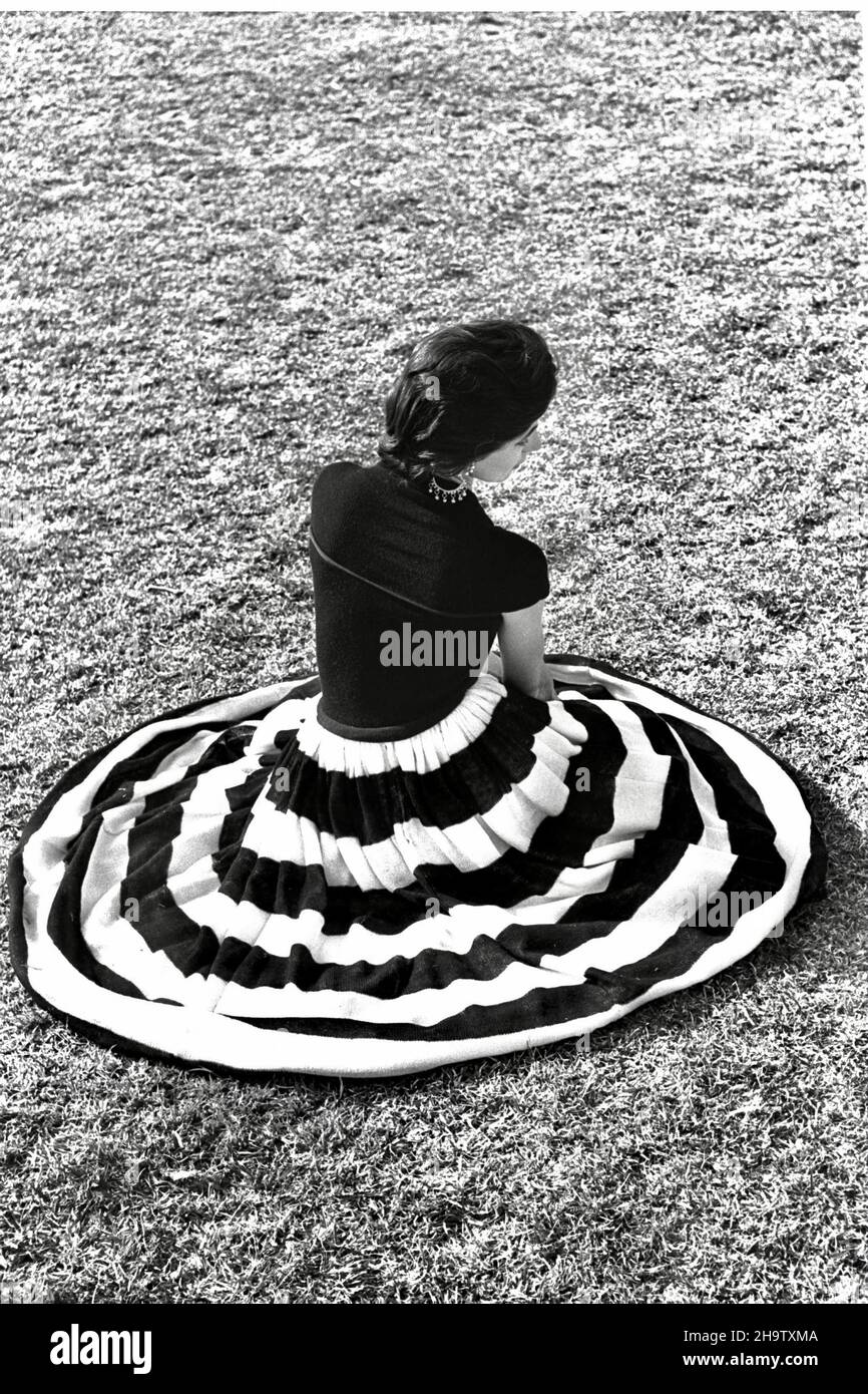 A striking black and white outfit by Maskit. Stock Photo