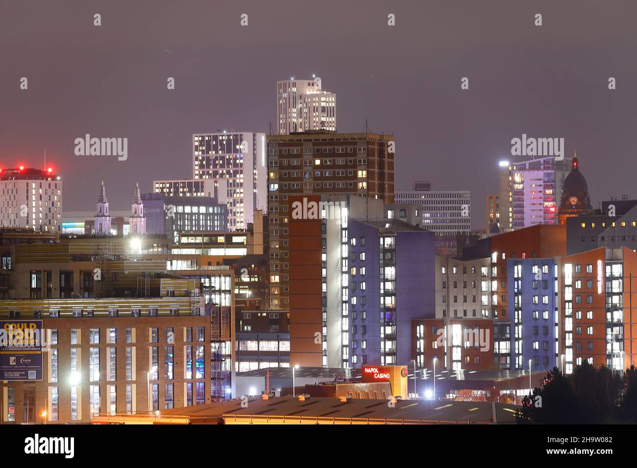 Leeds City Centre at night Stock Photo - Alamy