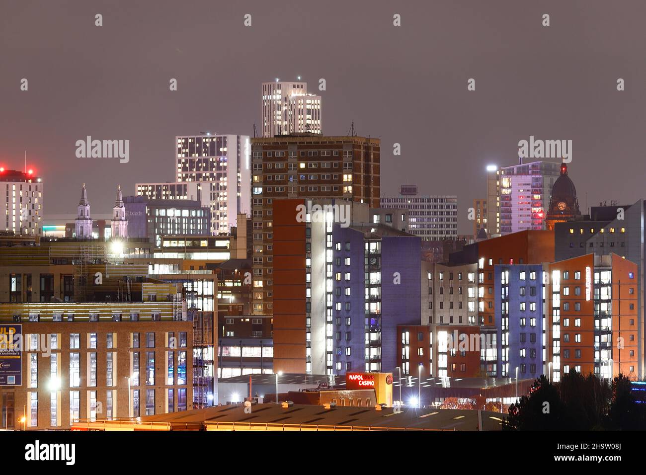 Leeds City Centre at night Stock Photo