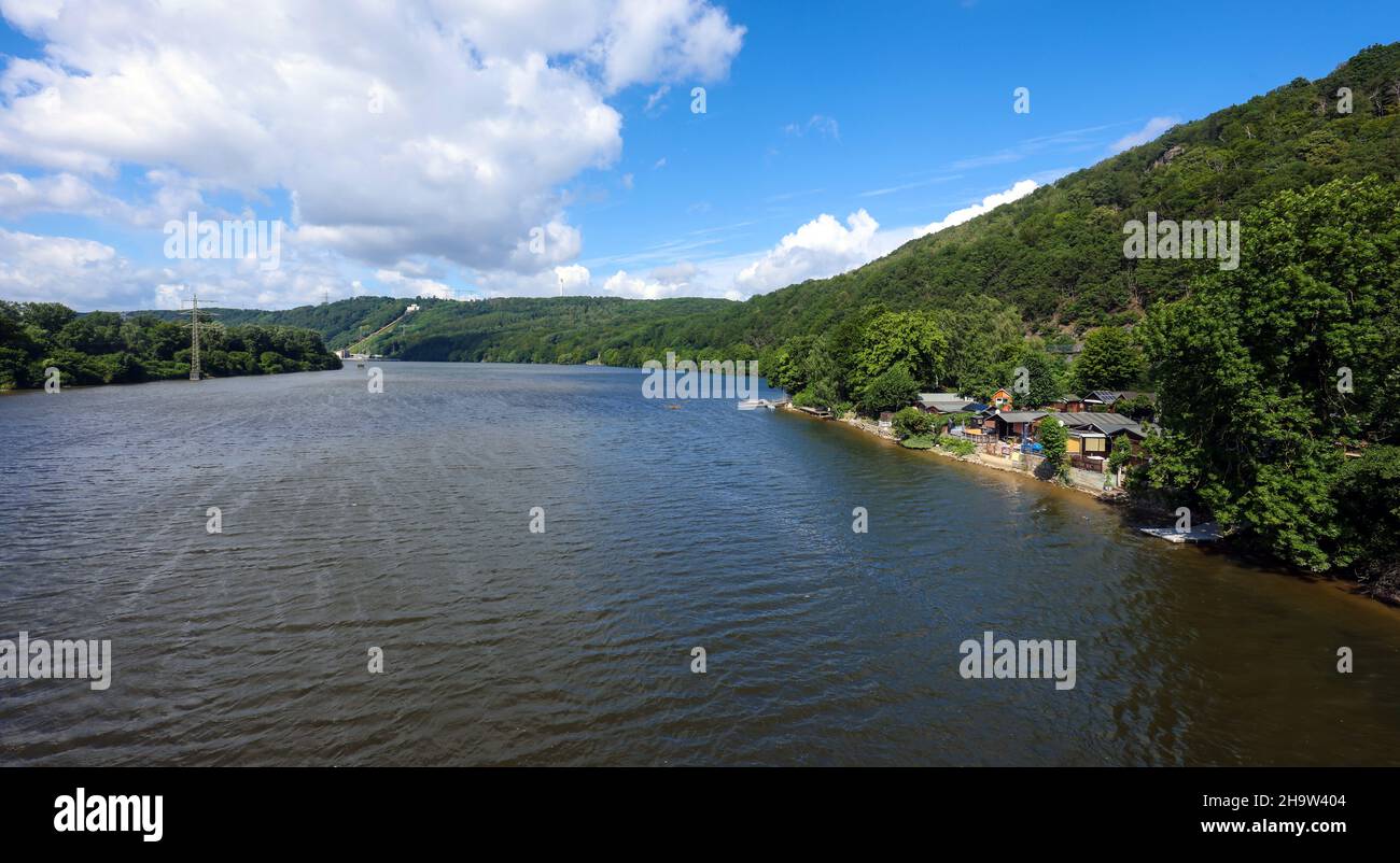 '29.07.2021, Germany, North Rhine-Westphalia, Hagen - The Hengsteysee is a reservoir in the course of the Ruhr between the cities of Hagen, Dortmund a Stock Photo