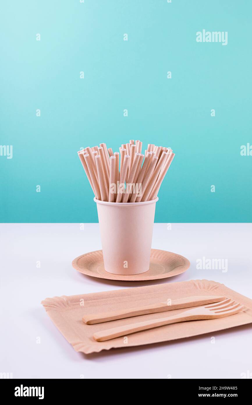 https://c8.alamy.com/comp/2H9W485/eco-friendly-disposable-tableware-paper-plates-cups-straws-and-wooden-cutlery-zero-waste-plastic-free-items-sustainable-lifestyle-concept-copy-2H9W485.jpg