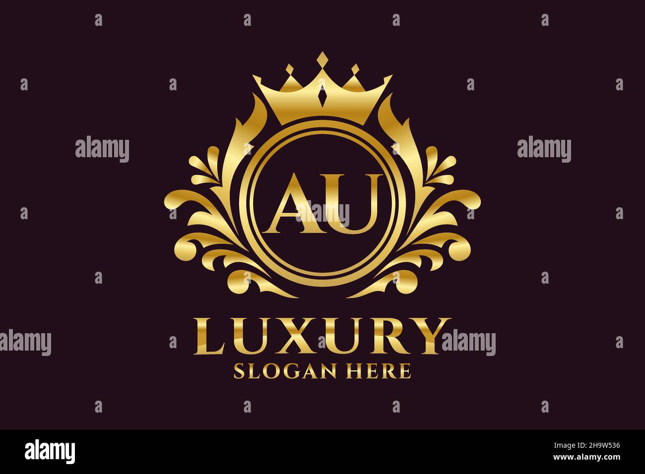 AU Letter Royal Luxury Logo template in vector art for luxurious branding projects and other vector illustration. Stock Vector