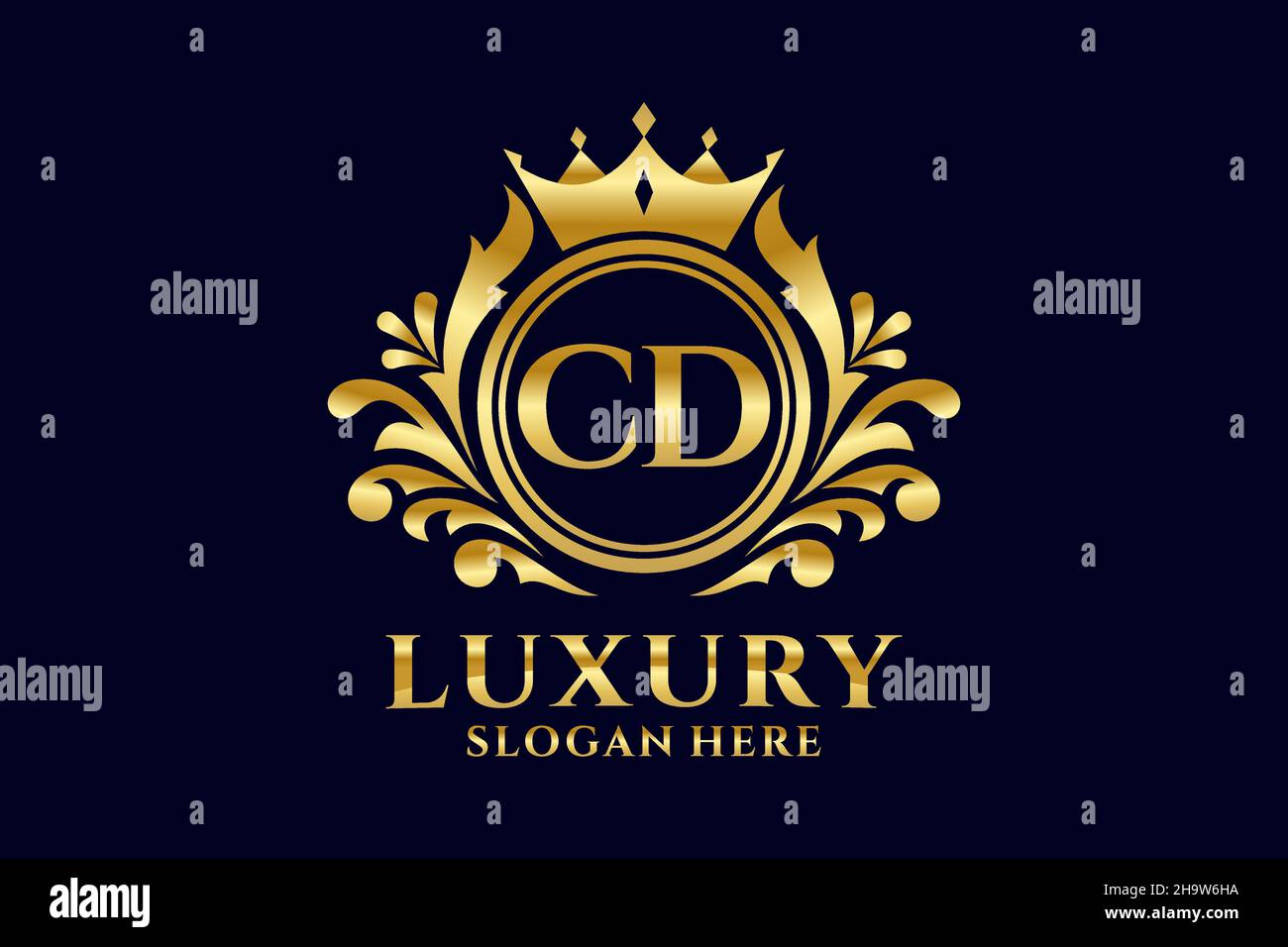 CD Letter Royal Luxury Logo template in vector art for luxurious branding projects and other vector illustration. Stock Vector