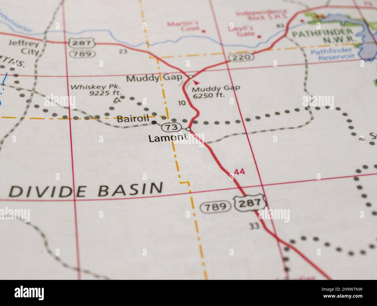 Map of the city of Lamont, WY Stock Photo Alamy