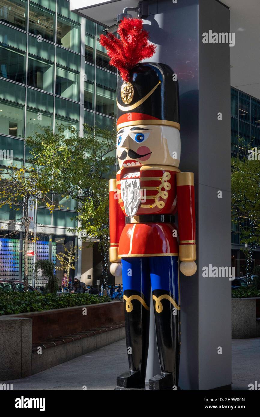 Giant Nutcracker Holiday Display, Rockefeller Center, NYC Stock Photo