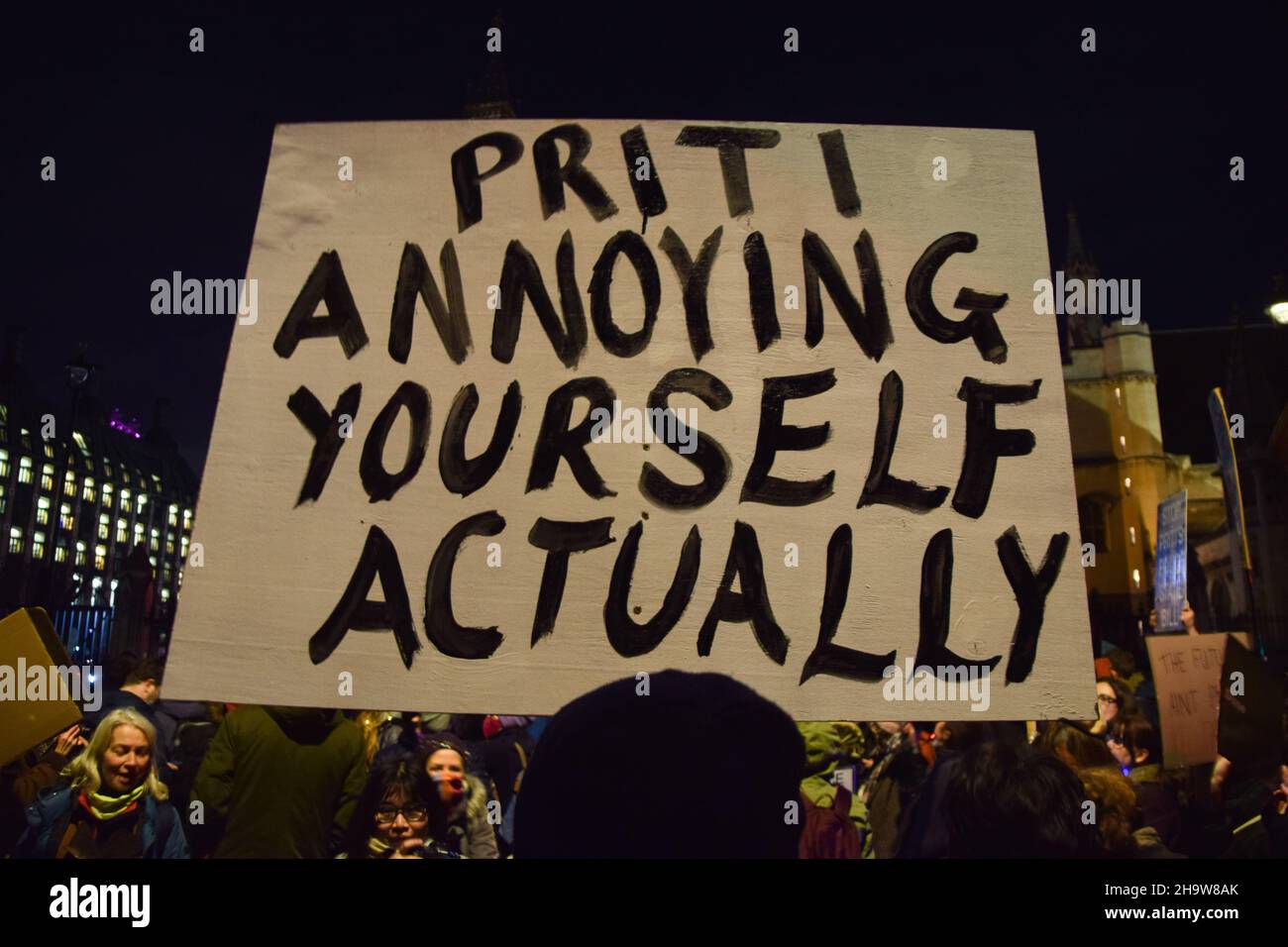 London, UK. 8th December 2021. Kill The Bill demonstrators gathered outside the Houses of Parliament in protest against the Police, Crime, Sentencing and Courts Bill. Credit: Vuk Valcic / Alamy Live News Stock Photo