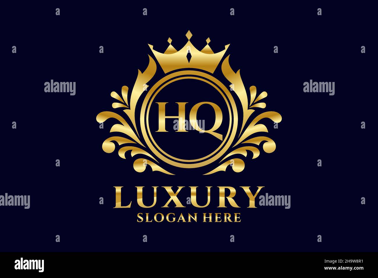 HQ Letter Royal Luxury Logo template in vector art for luxurious ...