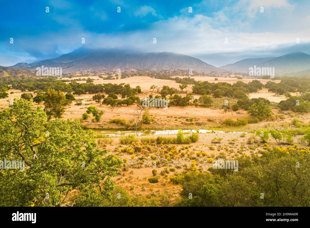aerial view of Santa Ynez River above Lake Cachuma, Santa Ynez Valley
