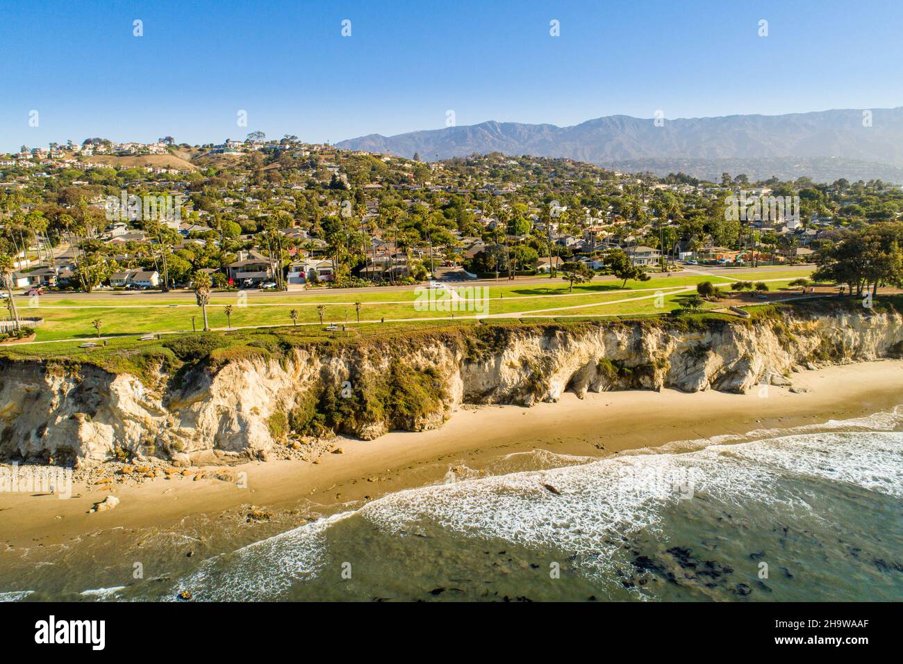 aerial view of Shoreline Park and The Mesa, Santa Barbara, California Stock Photo