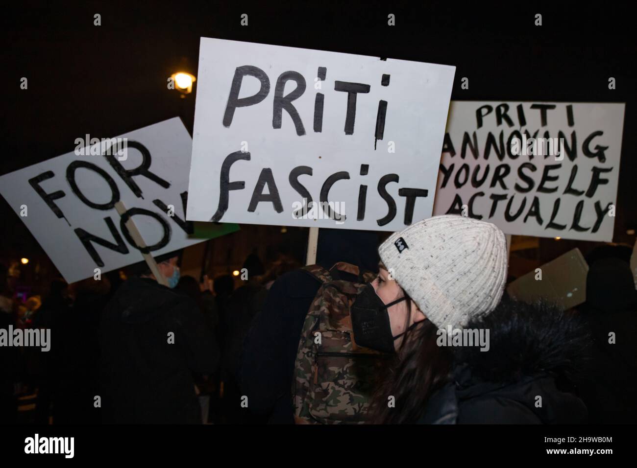 London, England, UK 8th December 2021 Hundreds of protesters gather at Parliament Square in opposition to the Police, Crime, Sentencing and Courts Bill, with heated exchanges taking place between the police and protesters. Various placards, messages, posters and banners carried by protesters declare opposition to the bill Credit: Denise Laura Baker/Alamy Live News Stock Photo