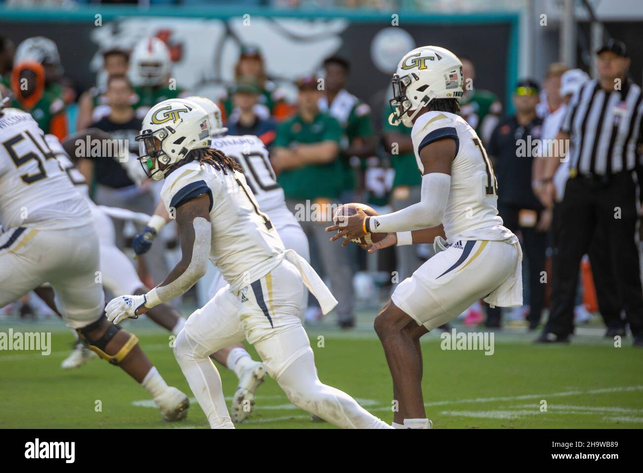 Miami Hurricanes v Georgia Tech Yellow Jackets, 2021 College Football Game in Hard Rock Stadium. Stock Photo