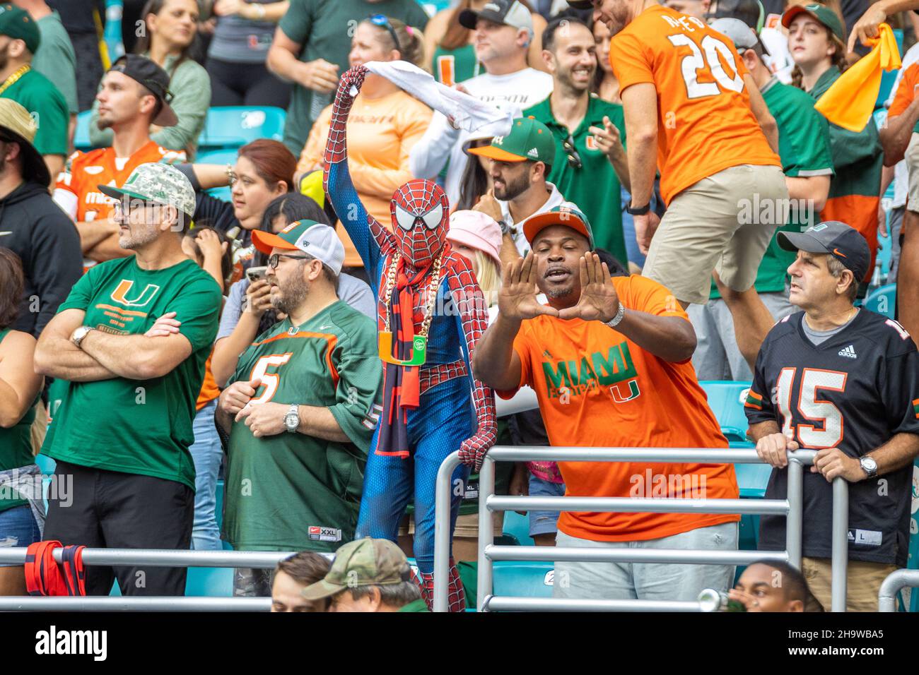 Miami Hurricanes v Georgia Tech Yellow Jackets, 2021 College Football Game in Hard Rock Stadium. Stock Photo