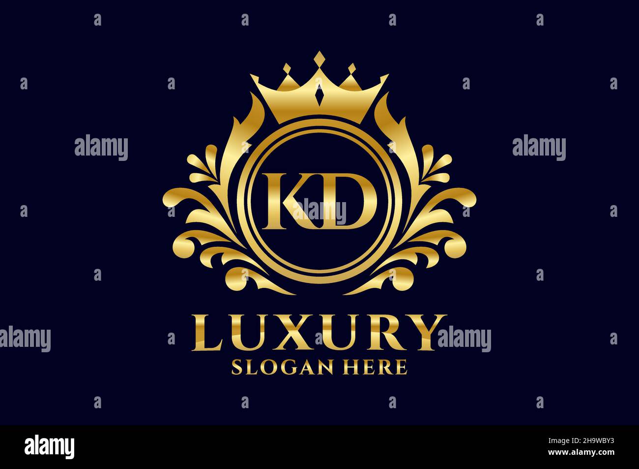 KD Letter Royal Luxury Logo template in vector art for luxurious