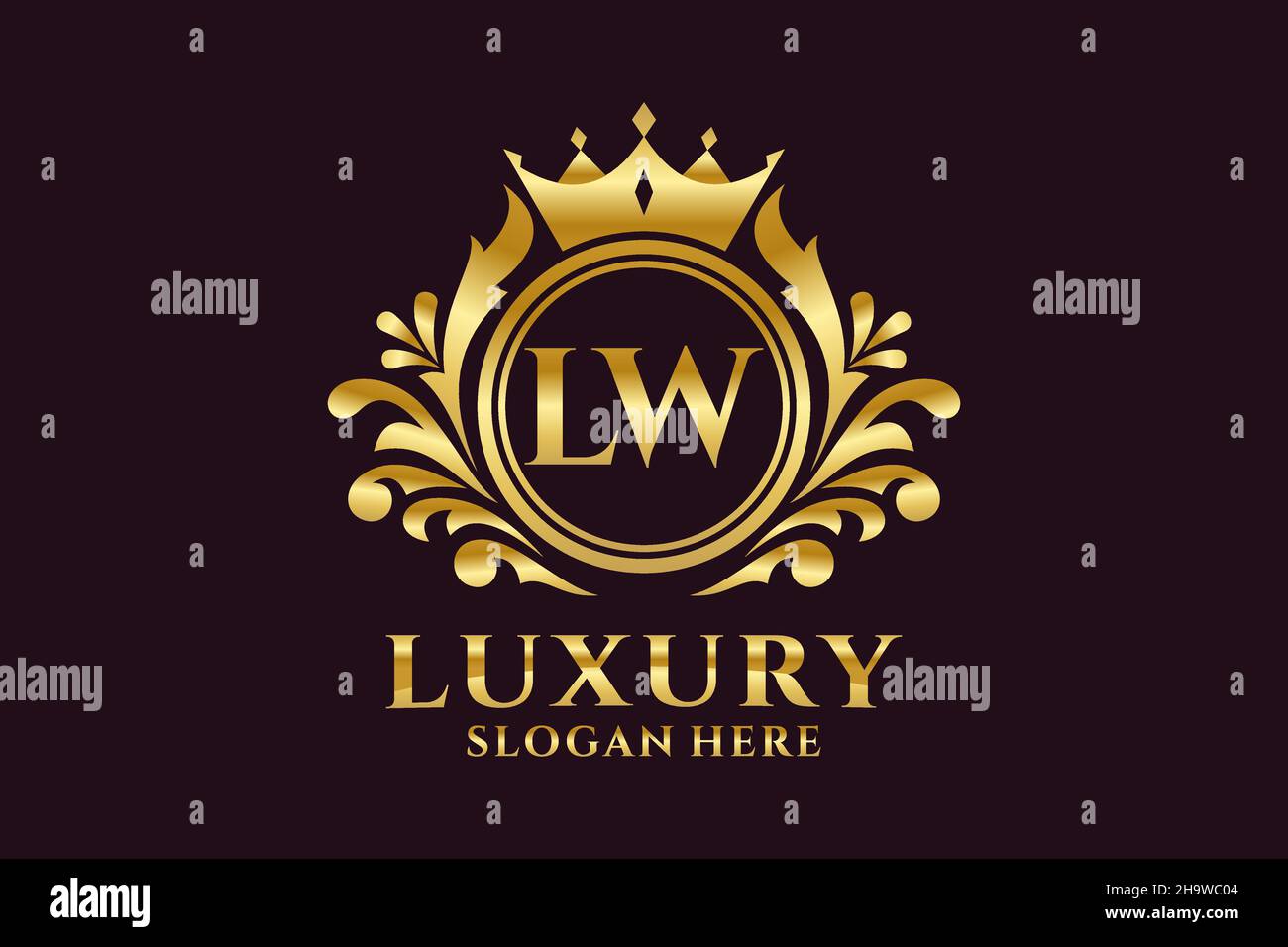 LW Letter Royal Luxury Logo template in vector art for luxurious branding projects and other vector illustration. Stock Vector