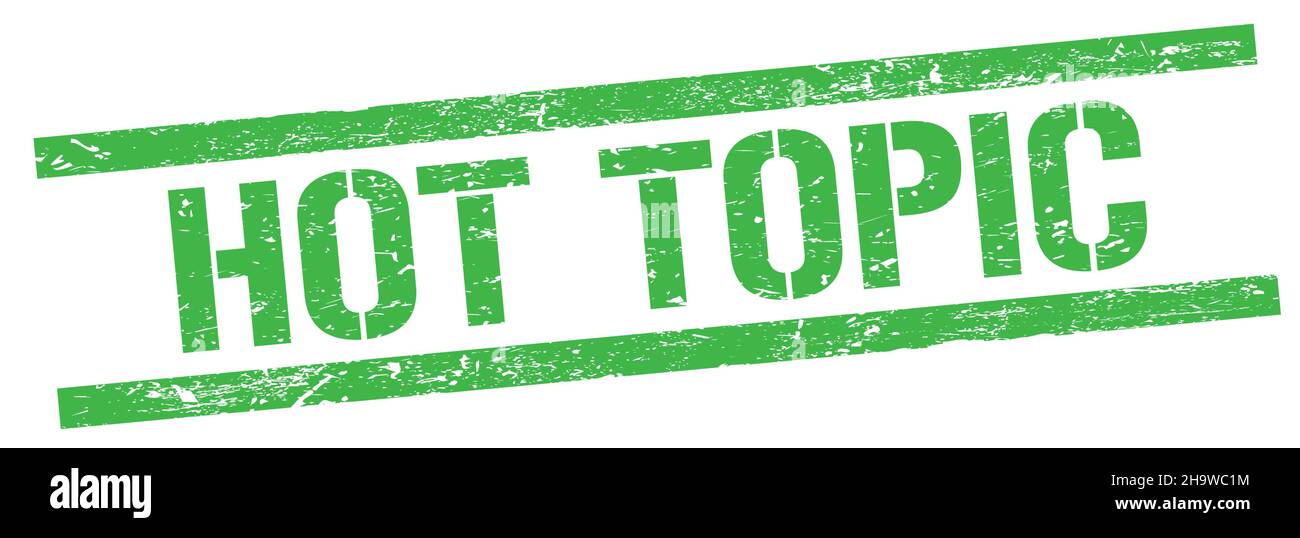 HOT TOPIC text on green grungy rectangle stamp sign Stock Photo - Alamy