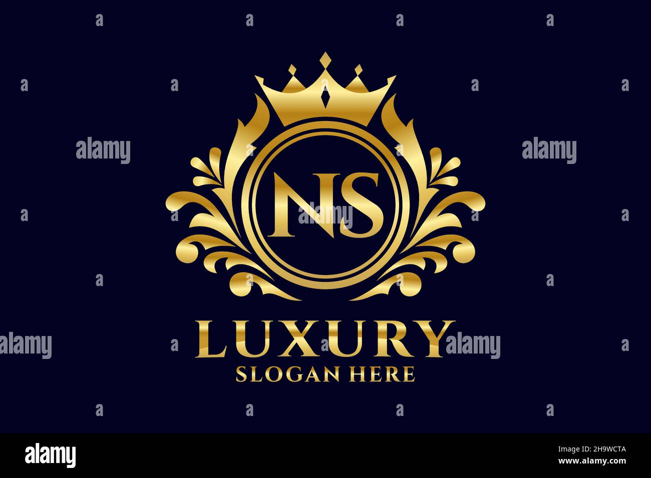 NS Letter Royal Luxury Logo template in vector art for luxurious