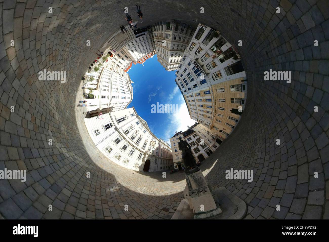 full circle-Panorama: Heinrich Heine-Denkmal, Mahnmal fuer die oesterreichischen juedischen Opfer der Schoah, Judenplatz, Wien, Oesterreich/ Vienna, A Stock Photo