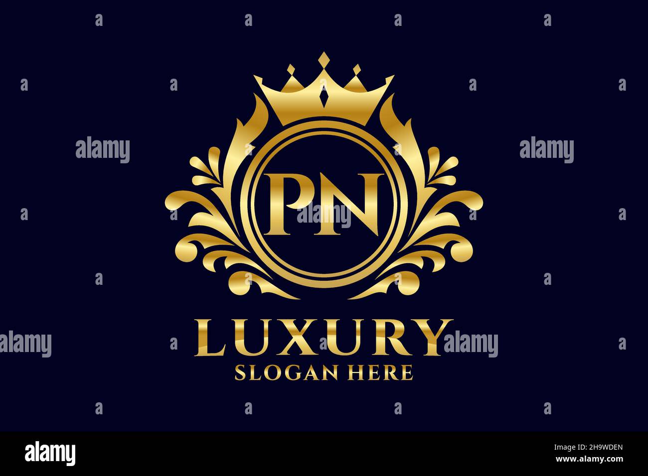 PN Letter Royal Luxury Logo template in vector art for luxurious branding projects and other vector illustration. Stock Vector