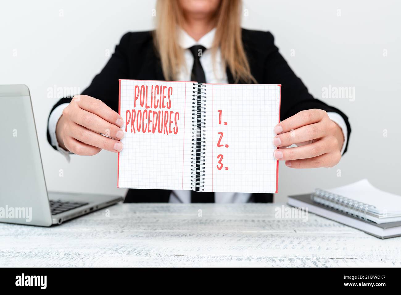 Hand writing sign Policies Procedures. Concept meaning Influence Major