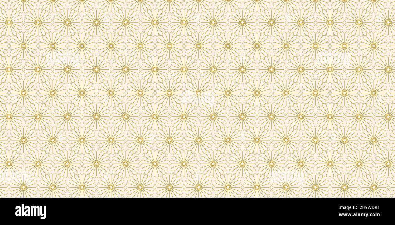 Floral pattern seamless with geometric design. Elegant of gold lines and white paper background Stock Vector