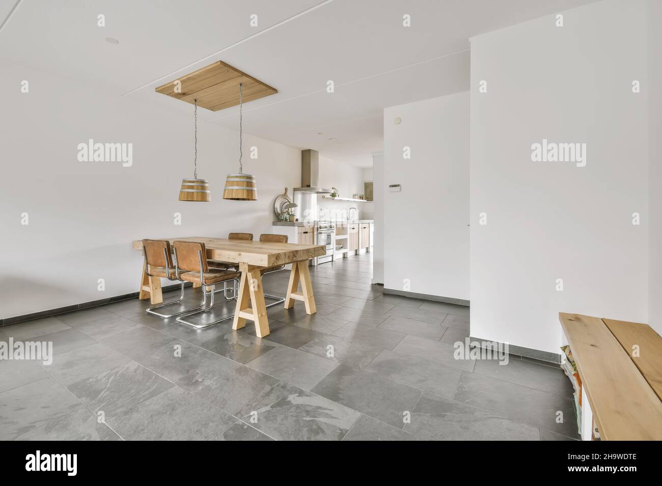 Modern dining room interior with stylish table Stock Photo - Alamy