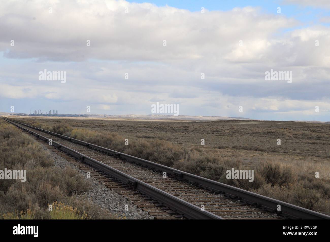 Exxon mobile railroad Wyoming Stock Photo
