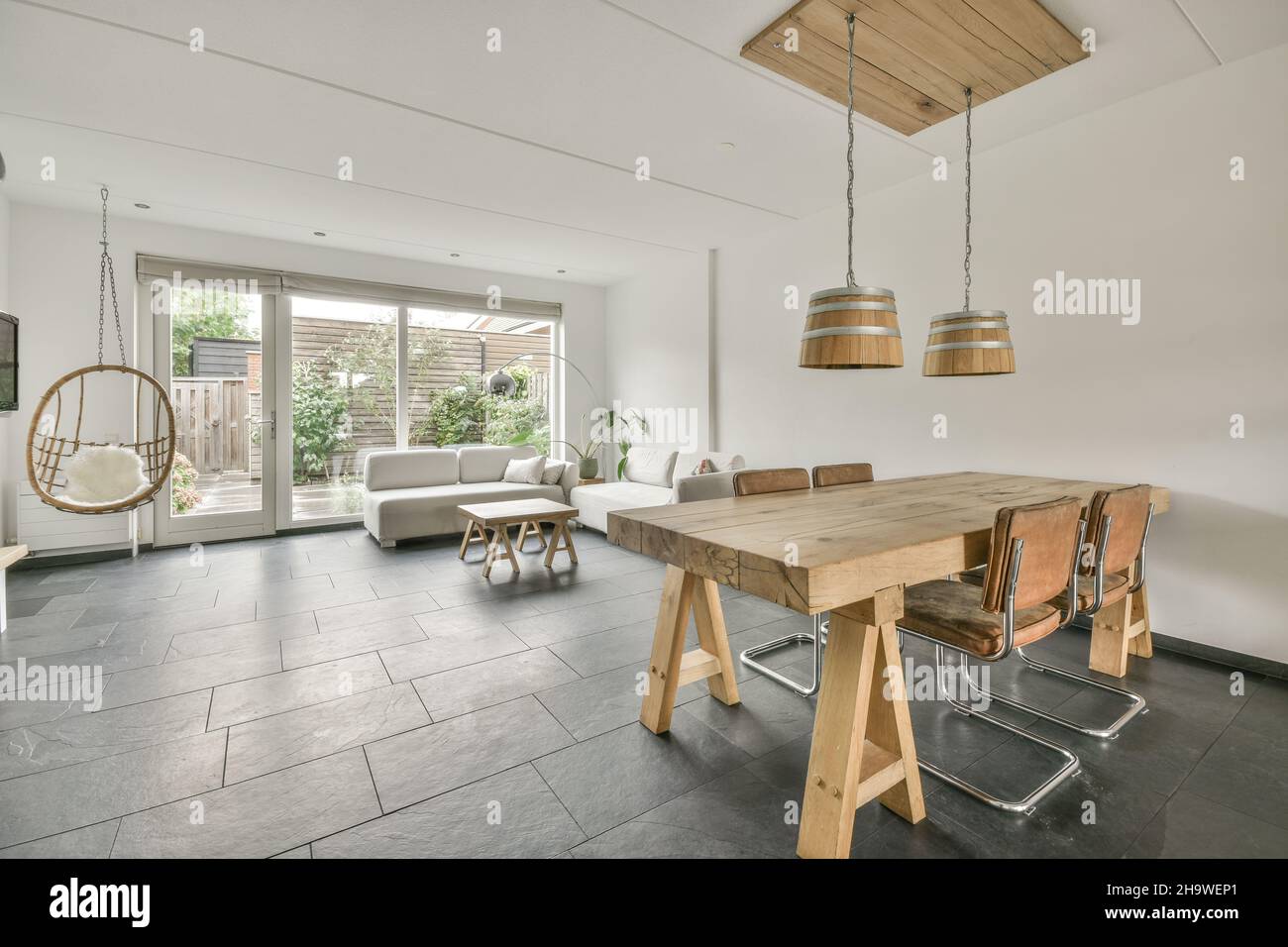 Modern dining room interior with stylish table Stock Photo - Alamy