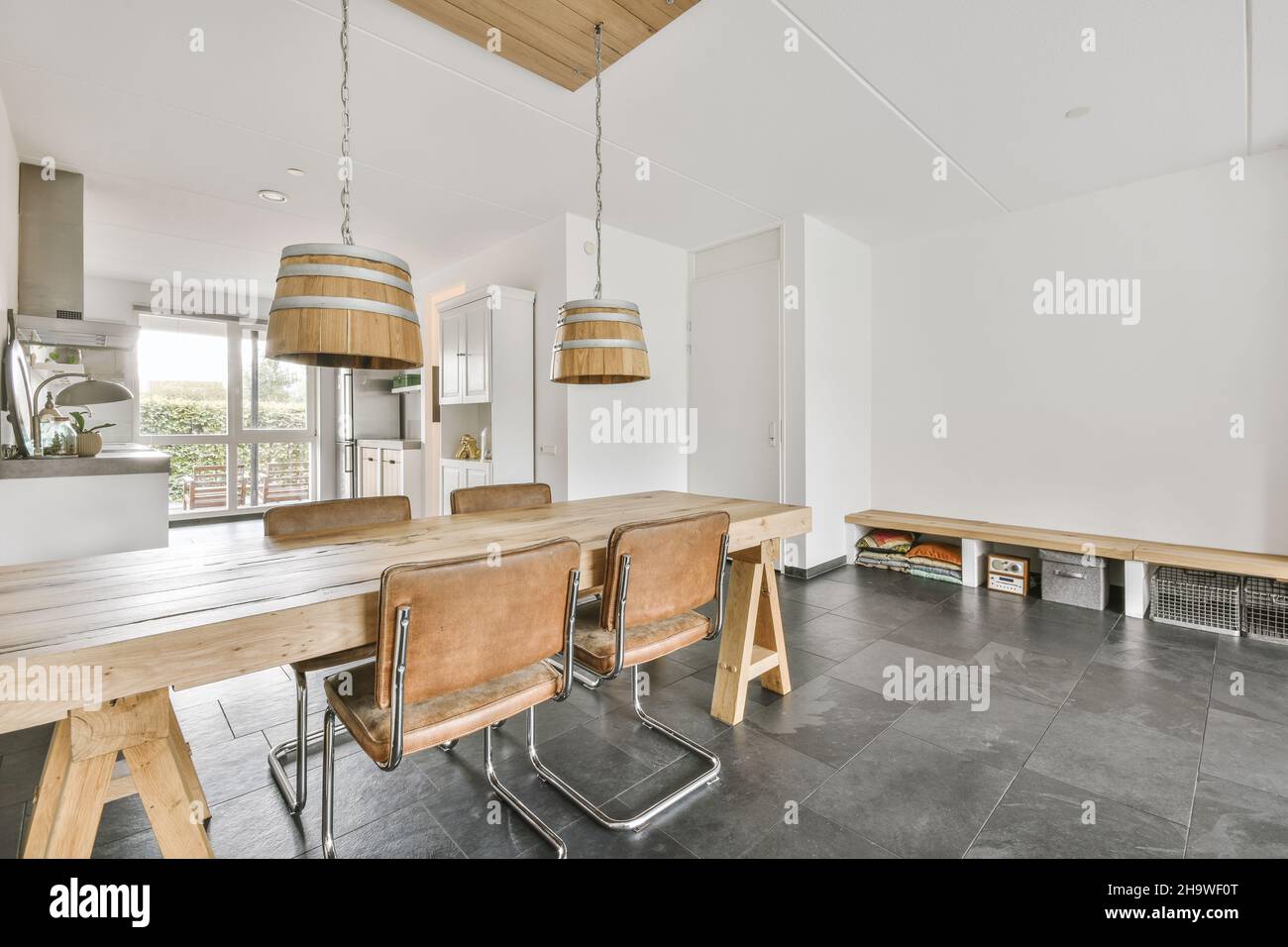 Modern dining room interior with stylish table Stock Photo - Alamy