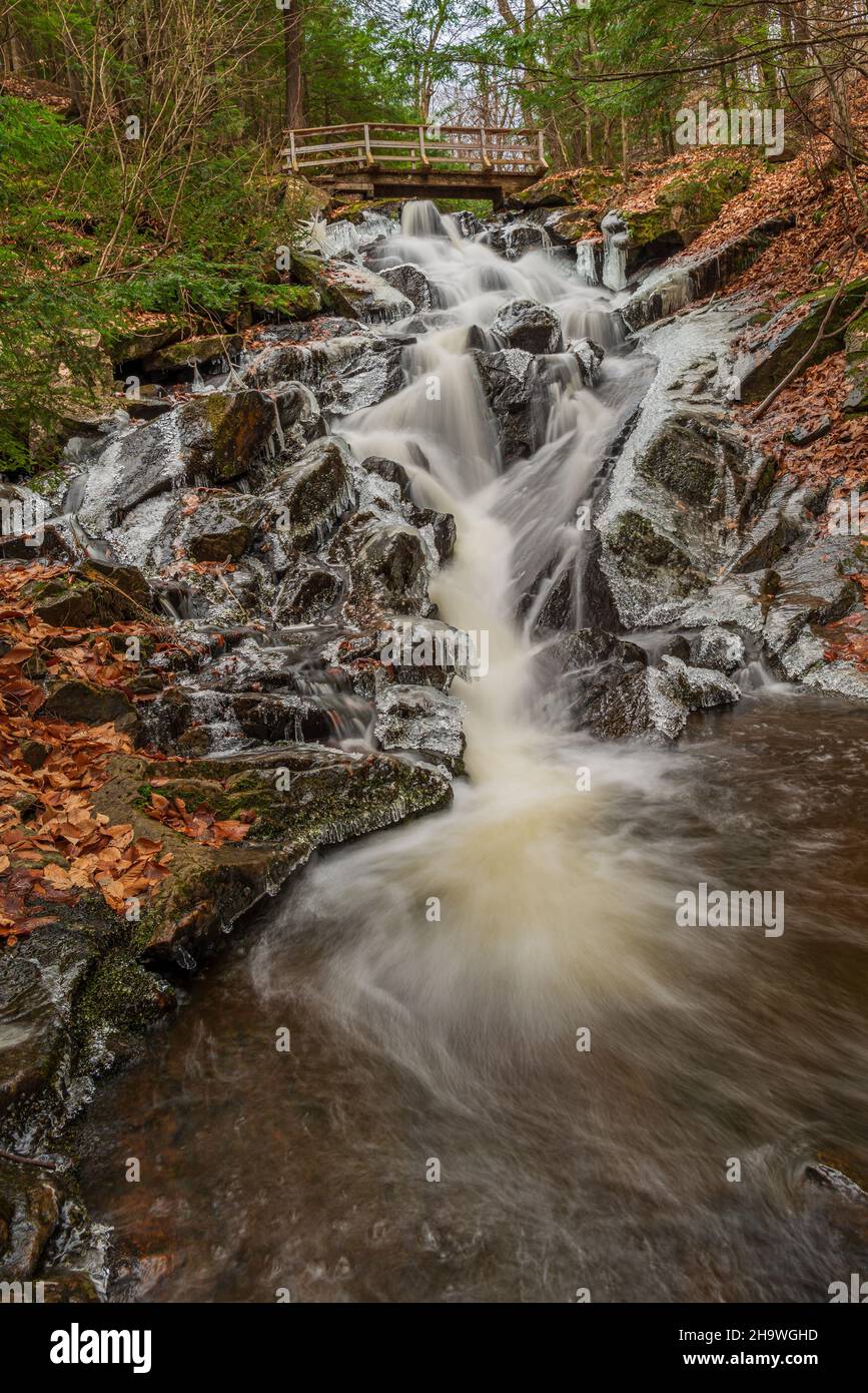 Waterfalls Trail Chelsea Gatineau Quebec Canada in winter Stock Photo ...