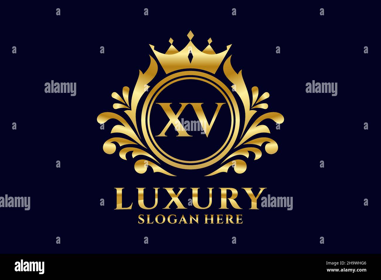 XV Letter Royal Luxury Logo template in vector art for luxurious branding projects and other vector illustration. Stock Vector