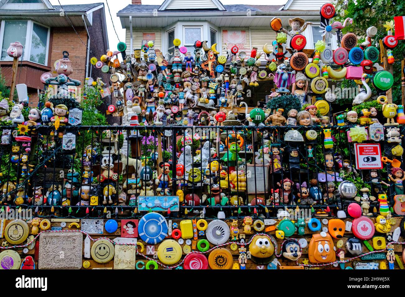 A house decorated with dolls and toys in the Leslieville neighbourhood