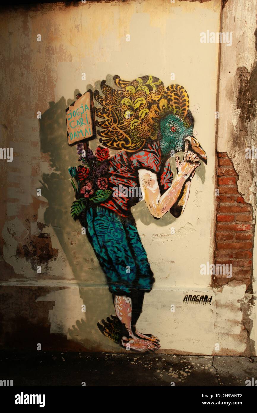 Graffiti Artwork On Buildings And Walls On Prawirotaman Street In Graffiti Artwork On Buildings And Walls On Prawirotaman Street In