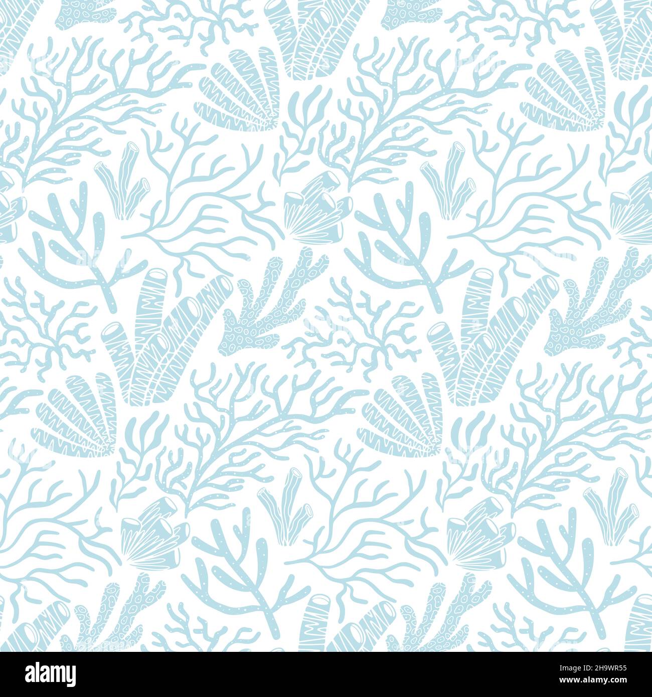 Awesome Cute Vintage Coral Reef Vector Seamless Pattern Design Stock Vector