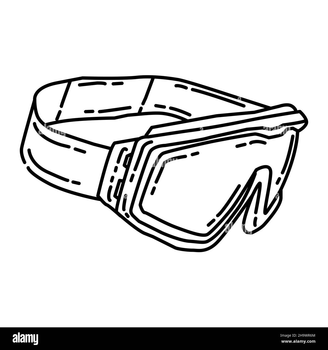 Google Glass for Army Part of Military and Army Force Equipments Hand Drawn Icon Set Vector. Stock Vector