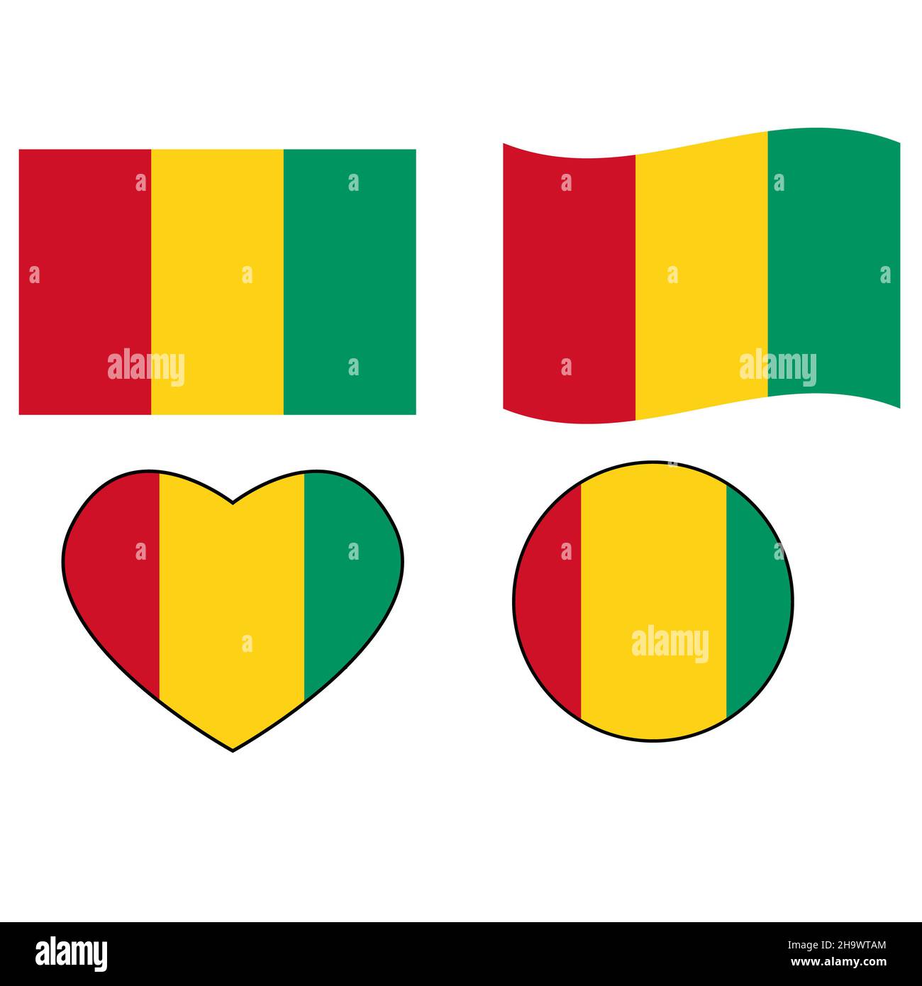 set flags of equatorial Guinea on white background. Flag of the country of Equitorial Guinuea. flat style. Stock Photo