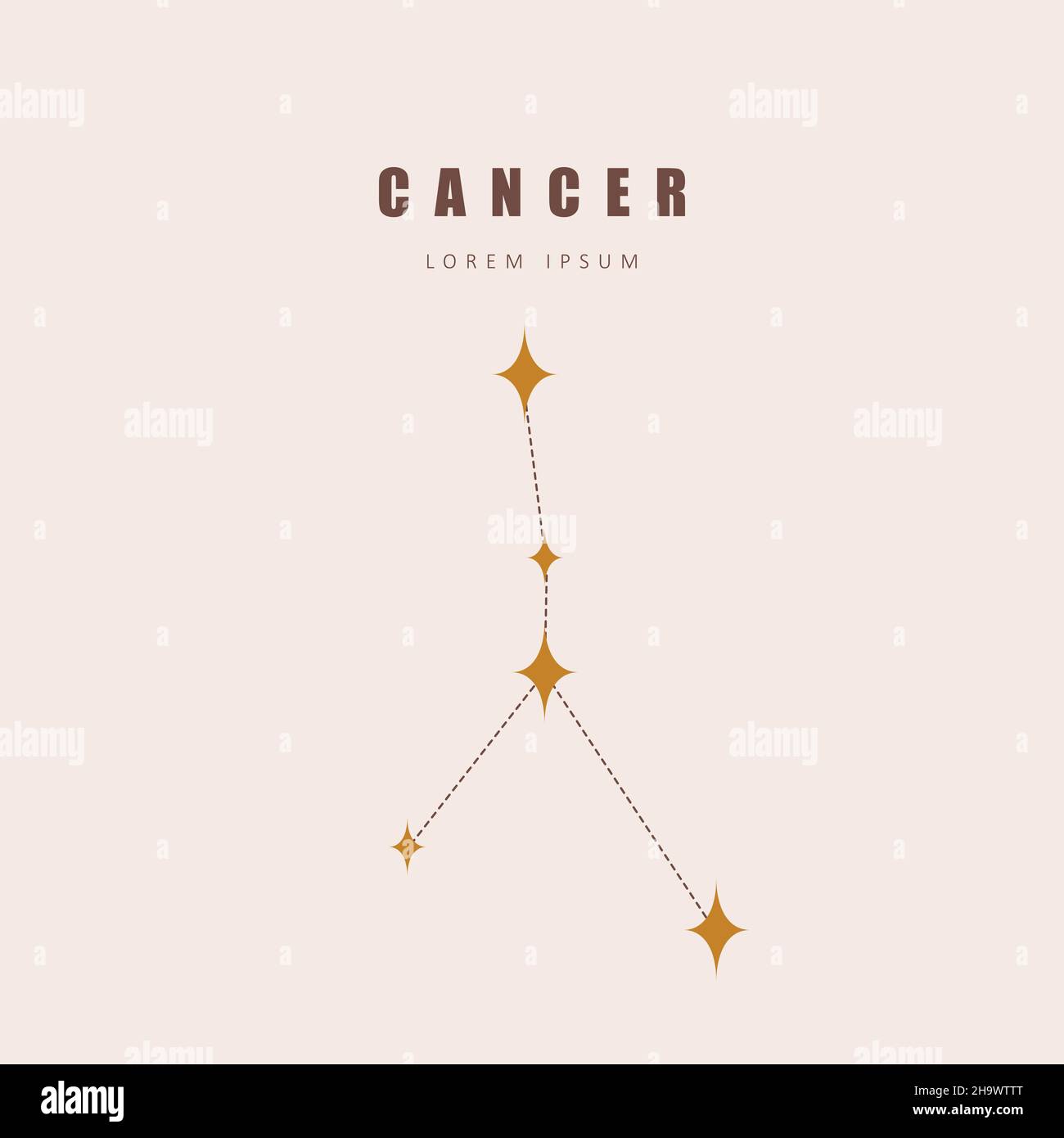 Cancer zodiac constellation. Horoscope vector illustration in boho style. Mystery and esoteric. Spiritual tarot poster. Magic occult and astrology Stock Vector