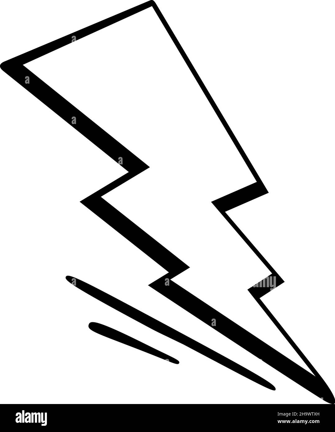 Flash sign in retro line style. Comic lightning strike symbol Stock Vector