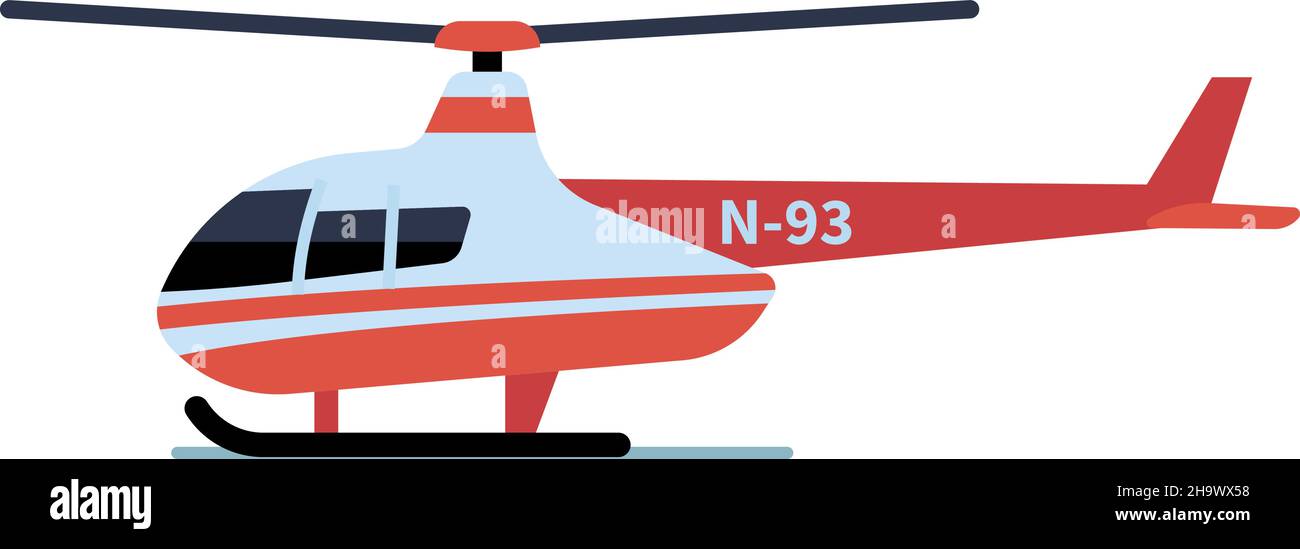 Helicopter icon. Cartoon air chopper toy. Side view copter Stock Vector